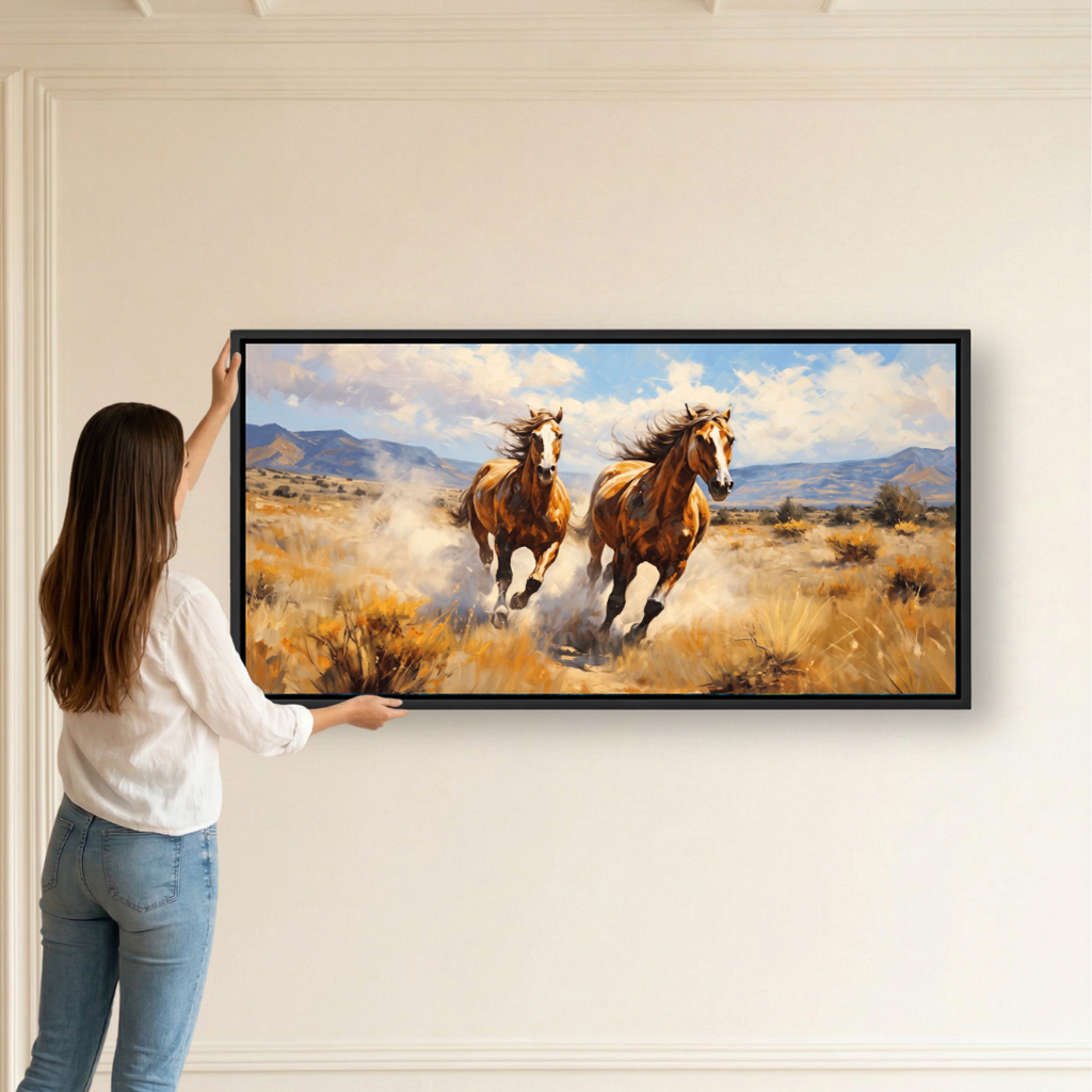 Galloping Horses Prairie Landscape - Image 2