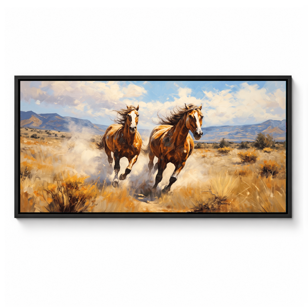 Galloping Horses Prairie Landscape - Image 3