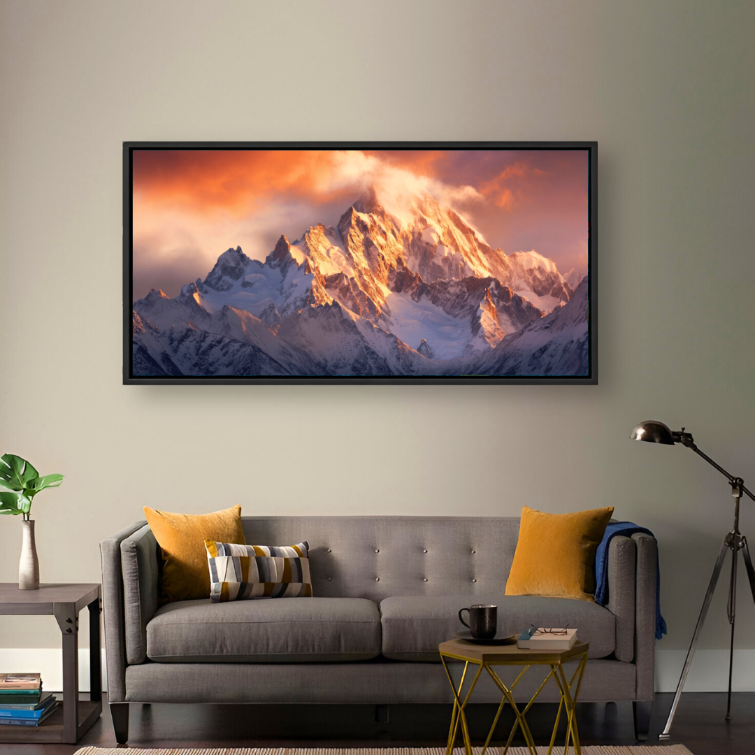 Glowing Snowy Mountain Peaks - Image 1