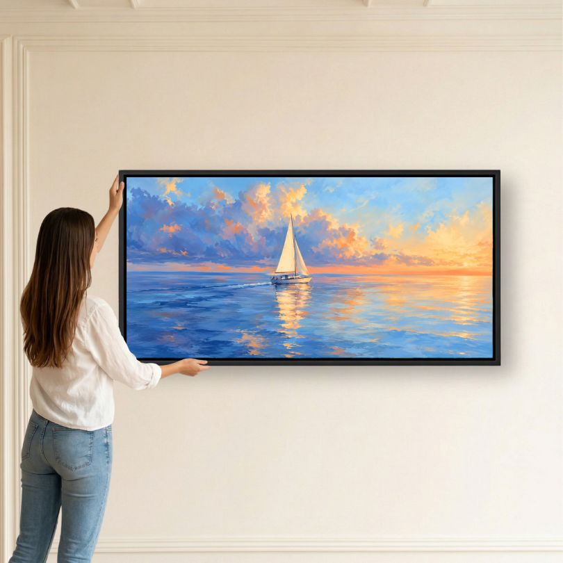 Golden Sunset Sailing Boat