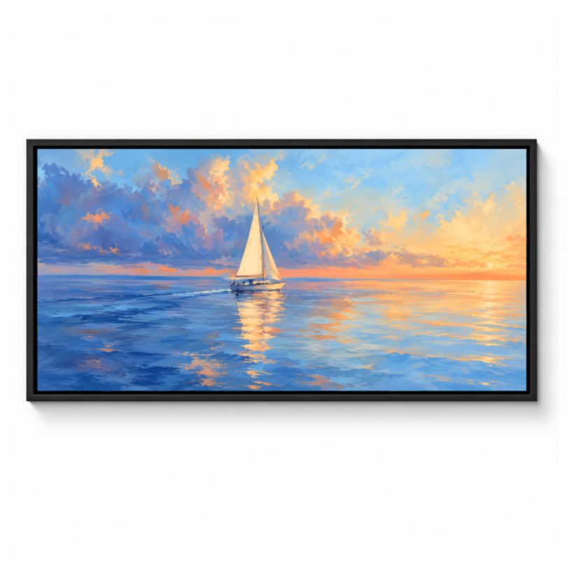 Golden Sunset Sailing Boat