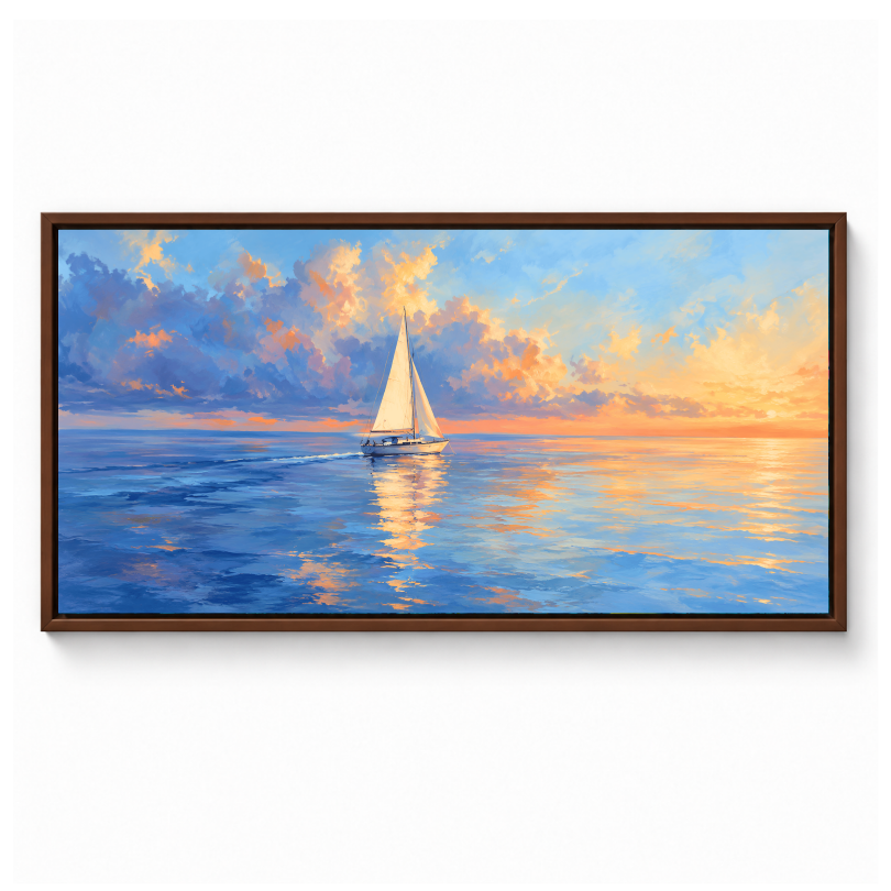 Golden Sunset Sailing Boat