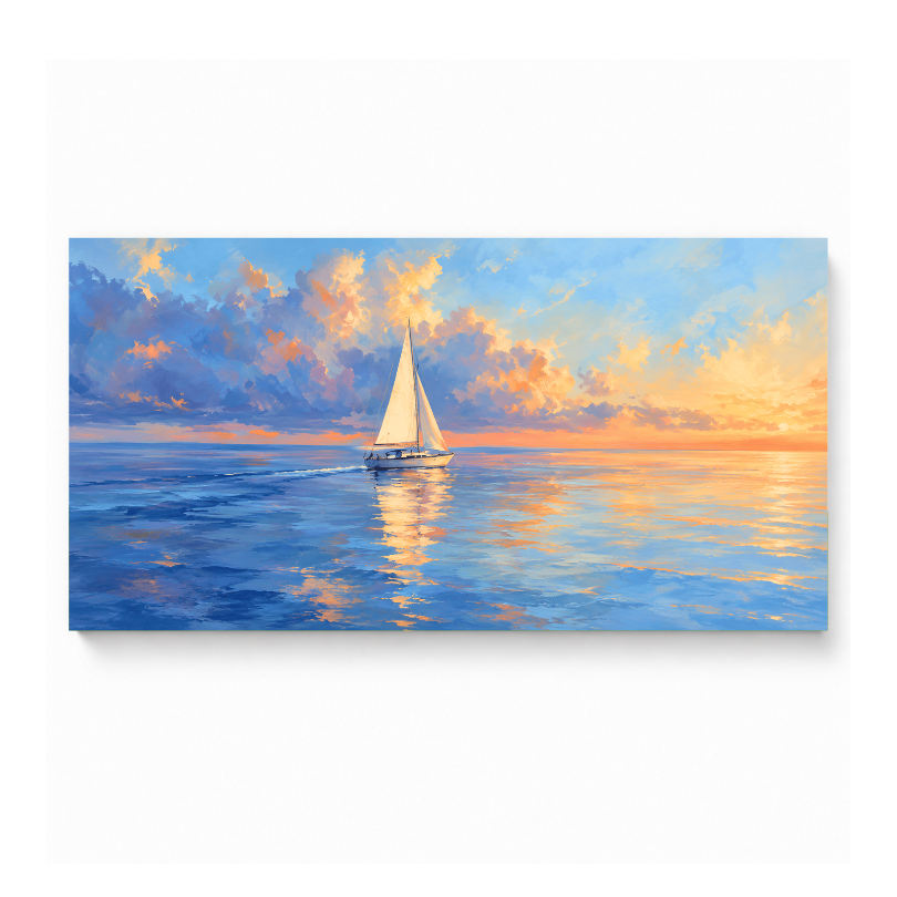 Golden Sunset Sailing Boat