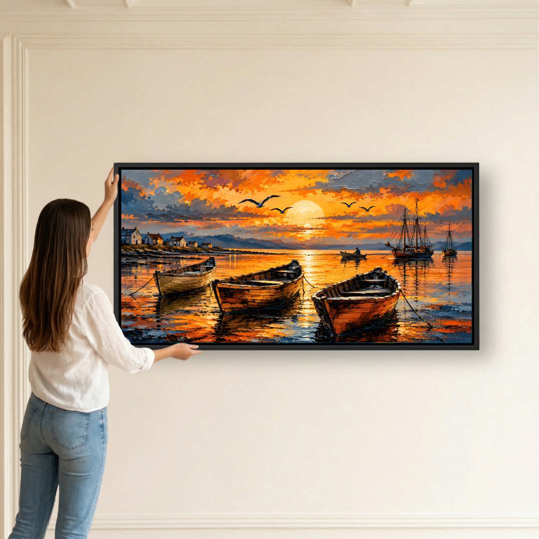 Golden Harbor Boats Sunset