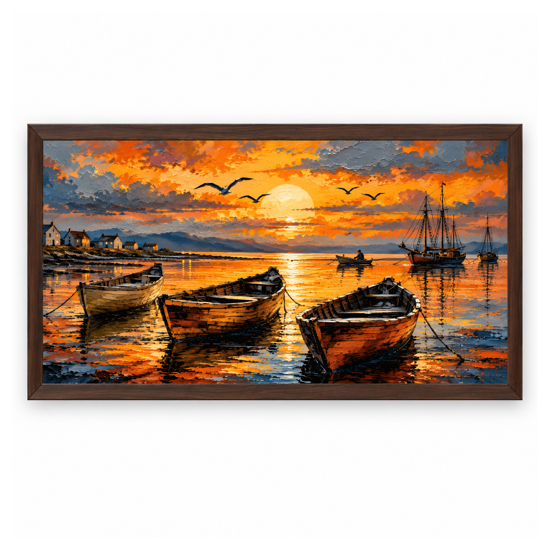 Golden Harbor Boats Sunset