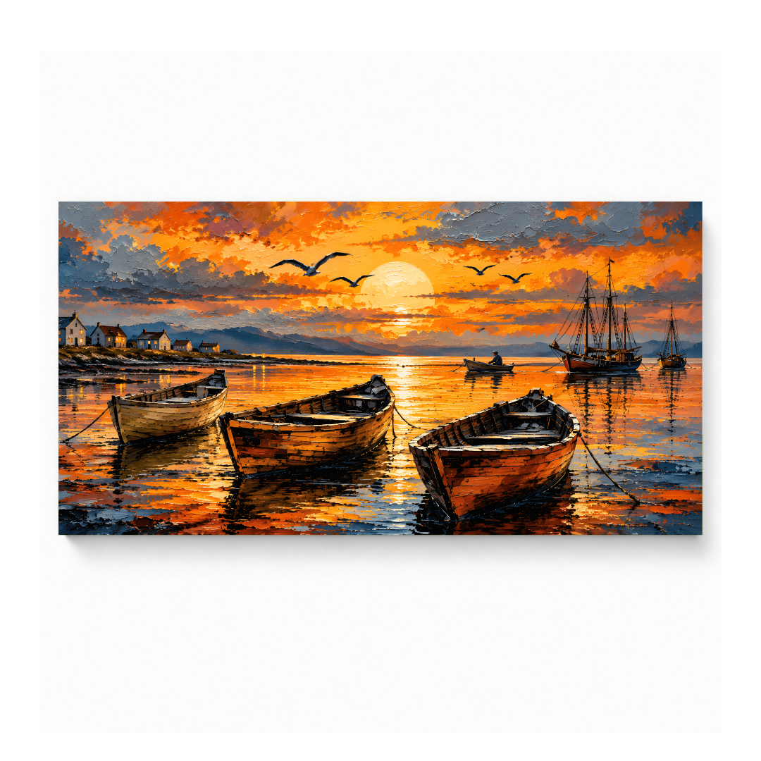 Golden Harbor Boats Sunset