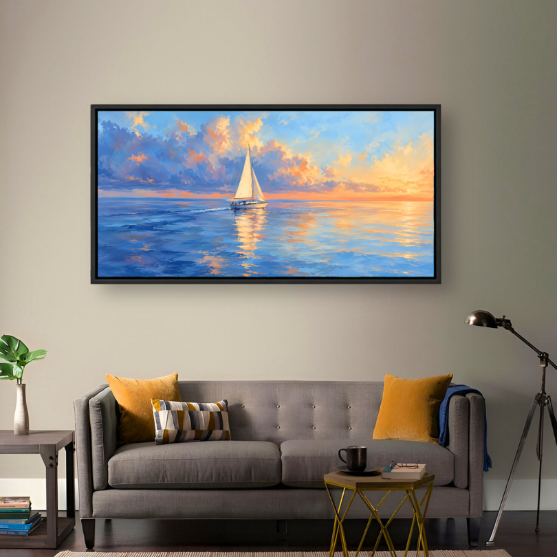 Golden Sunset Sailing Boat