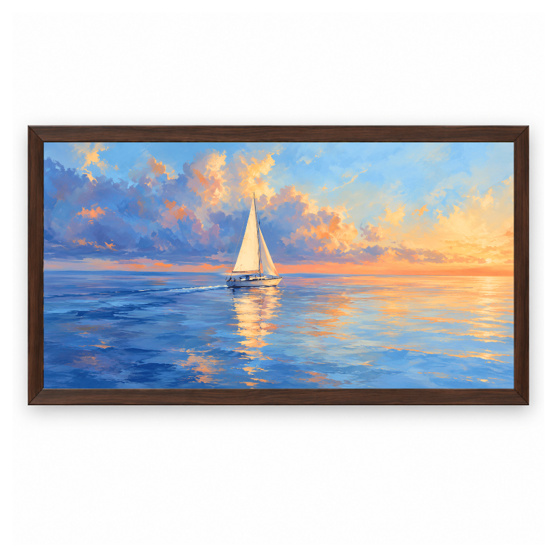 Golden Sunset Sailing Boat