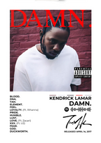 Kendrick Lamar 'DAMN' album artwork, featured as a bold and stylish framed poster. Perfect for home decor and inspiration, this premium-quality HD print adds a stylish vibe to any space. A must-have for fans of powerful lyricism and storytelling!