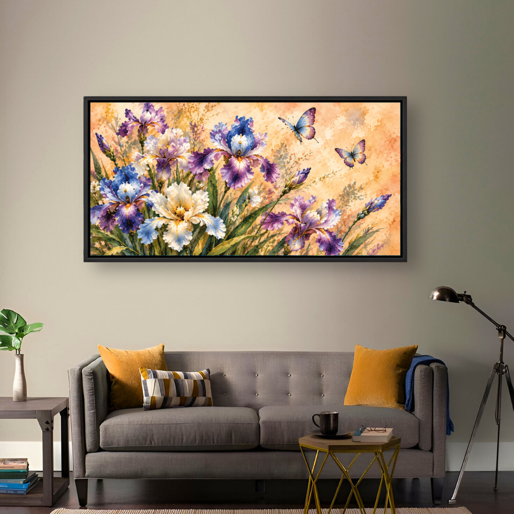 Lavender Iris Butterfly Painting