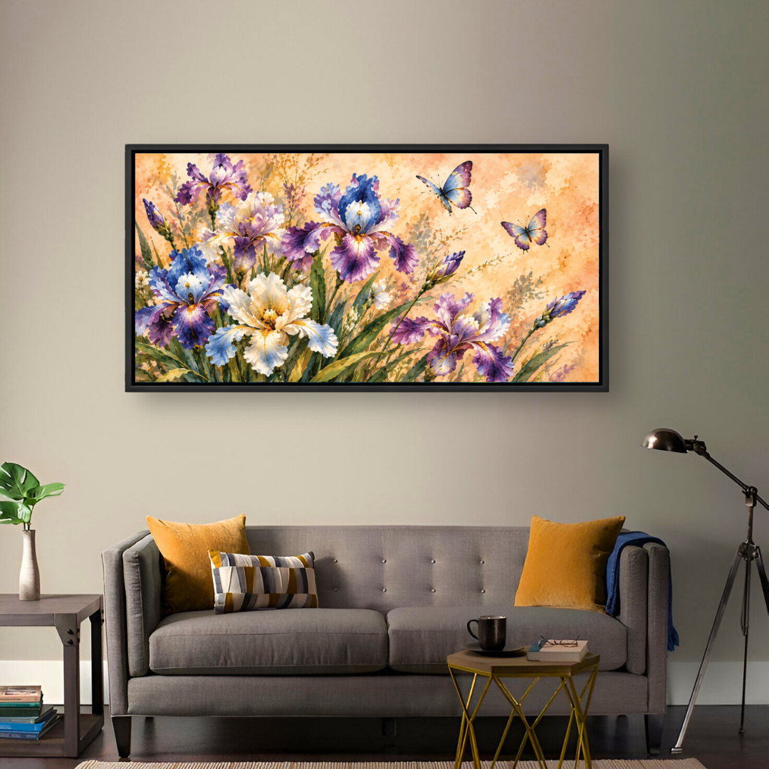 Lavender Iris Butterfly Painting