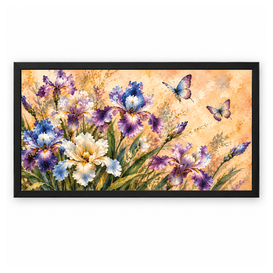Lavender Iris Butterfly Painting