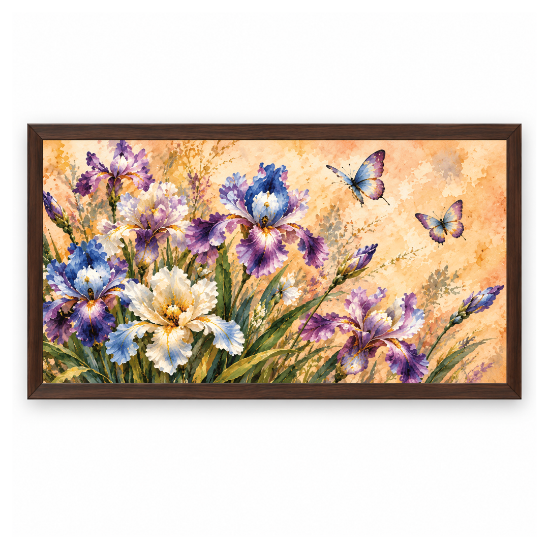 Lavender Iris Butterfly Painting