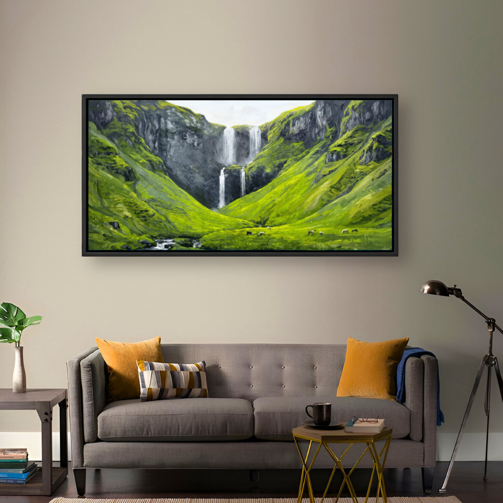 Lush Green Waterfall Valley - Image 1