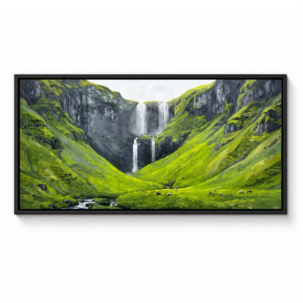 Lush Green Waterfall Valley - Image 3