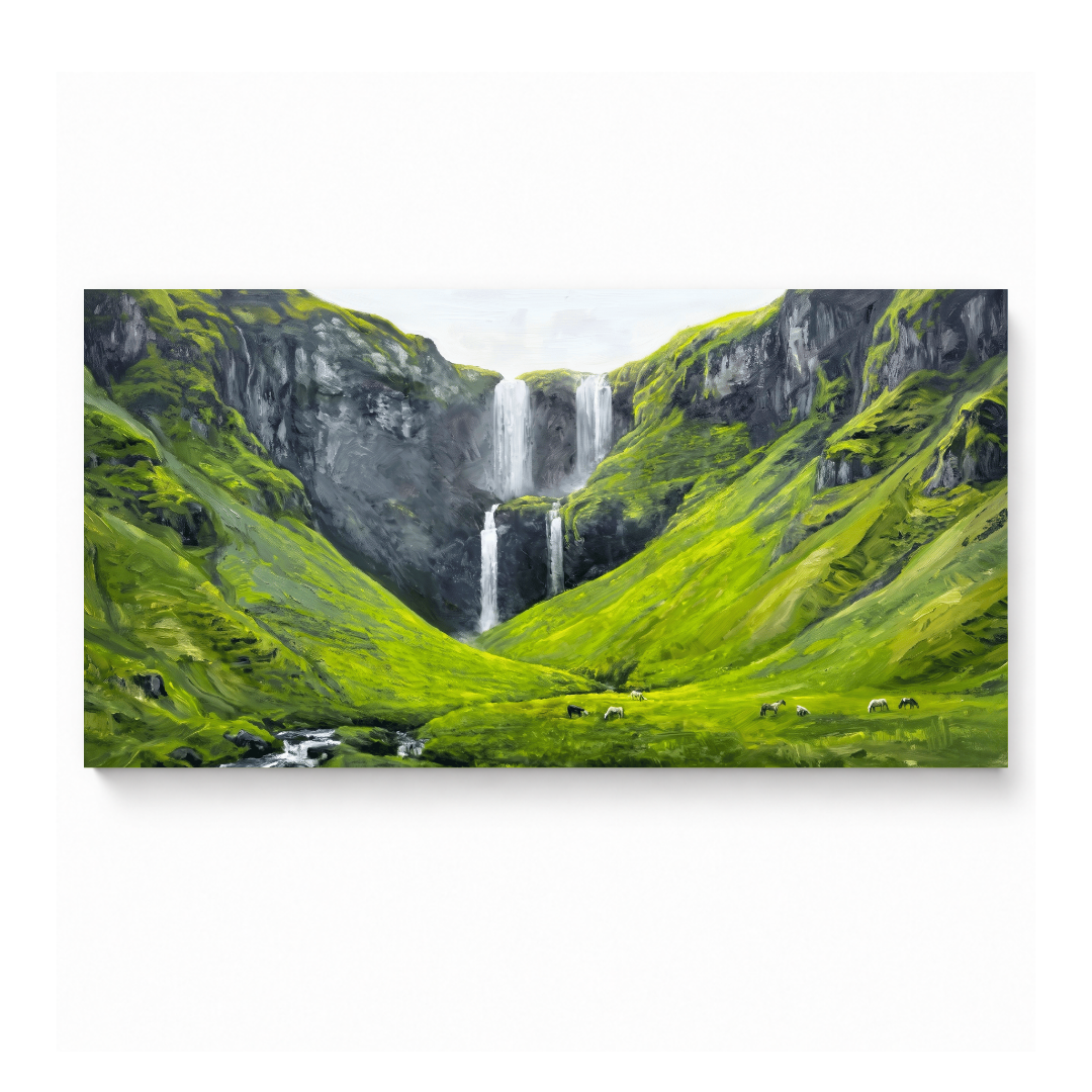 Lush Green Waterfall Valley - Image 7