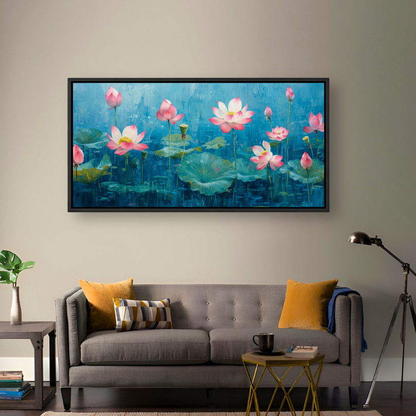 Pink Lotus Blooming Pond