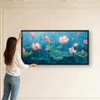 Pink Lotus Blooming Pond
