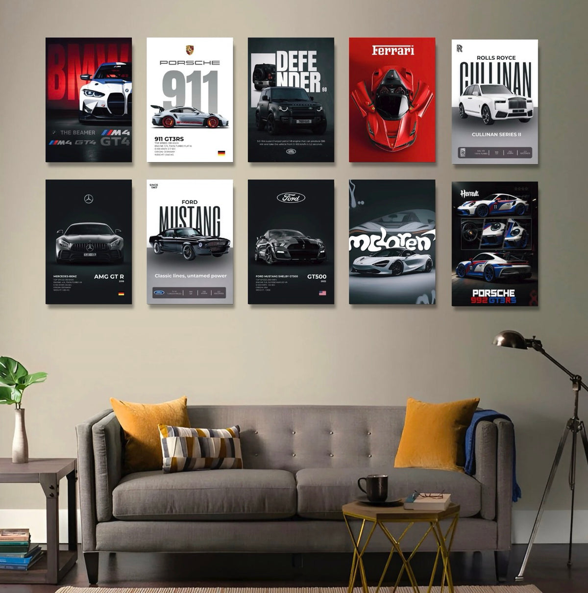 SET OF 10 POSTERS - A | LUXURY CARS | UNFRAMED
