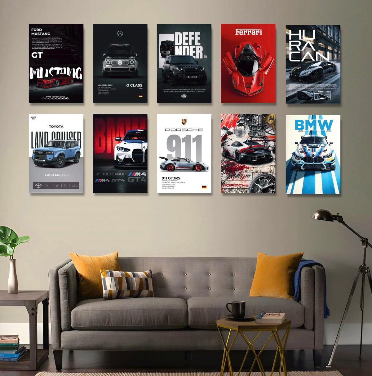 SET OF 10 POSTERS - B | LUXURY CARS | UNFRAMED