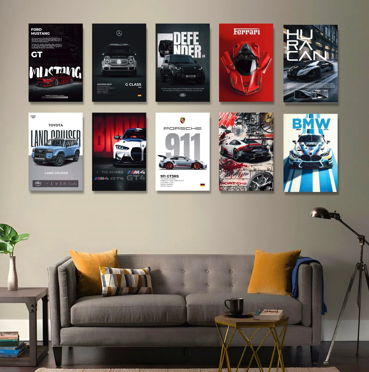 SET OF 10 POSTERS - B | LUXURY CARS | UNFRAMED