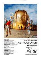 Travis Scott 'Astroworld' album poster, offering a colorful and immersive aesthetic. Perfect for home decor and inspiration, this premium-quality HD print adds a stylish vibe to any space. A must-have for music lovers and collectors!