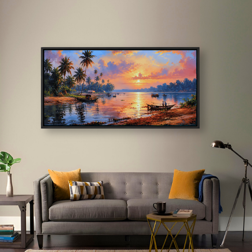 Tropical Palm Sunset Lagoon