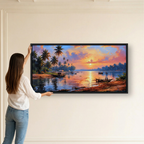 Tropical Palm Sunset Lagoon