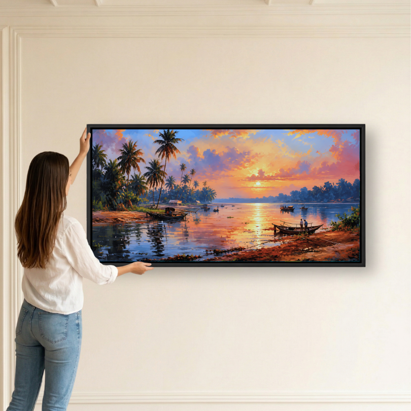 Tropical Palm Sunset Lagoon