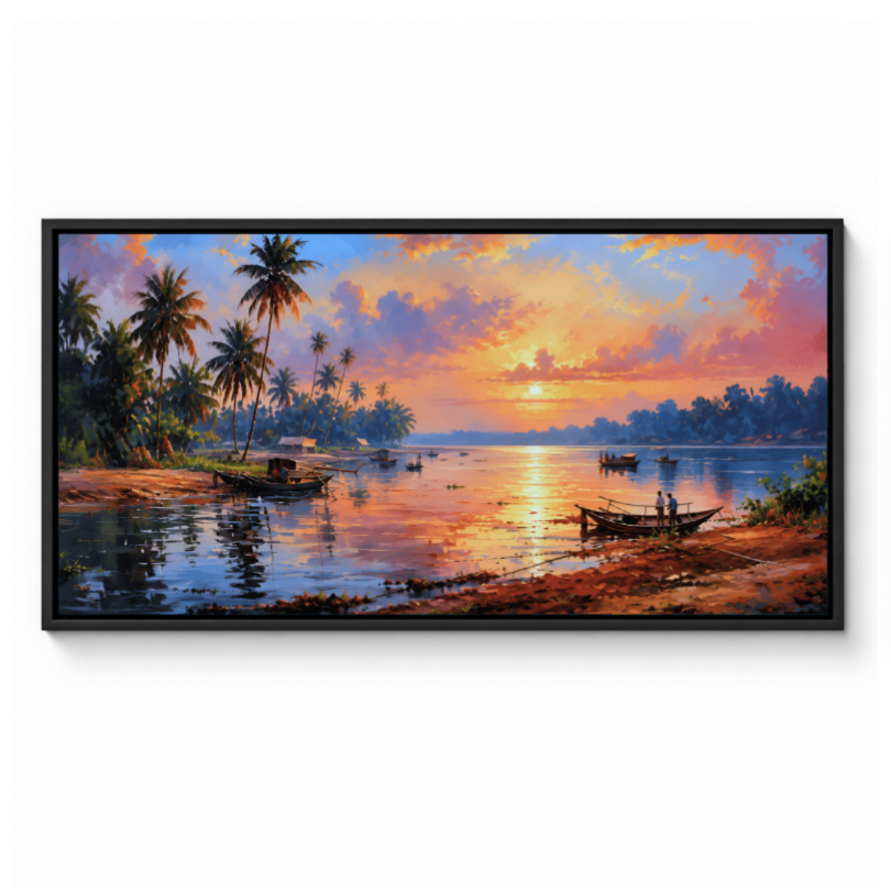 Tropical Palm Sunset Lagoon
