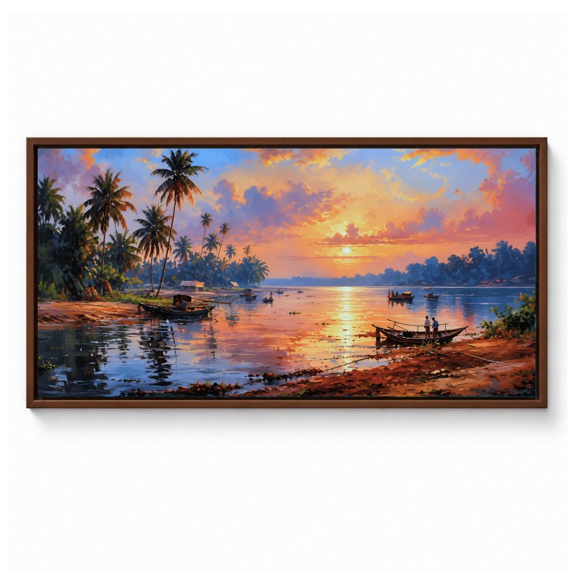 Tropical Palm Sunset Lagoon