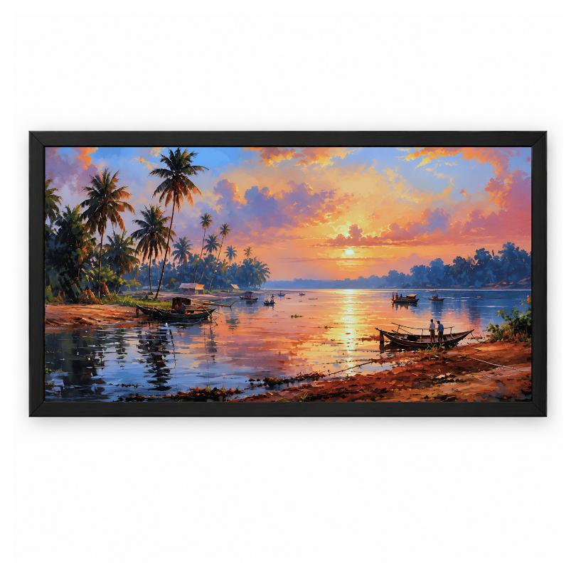 Tropical Palm Sunset Lagoon