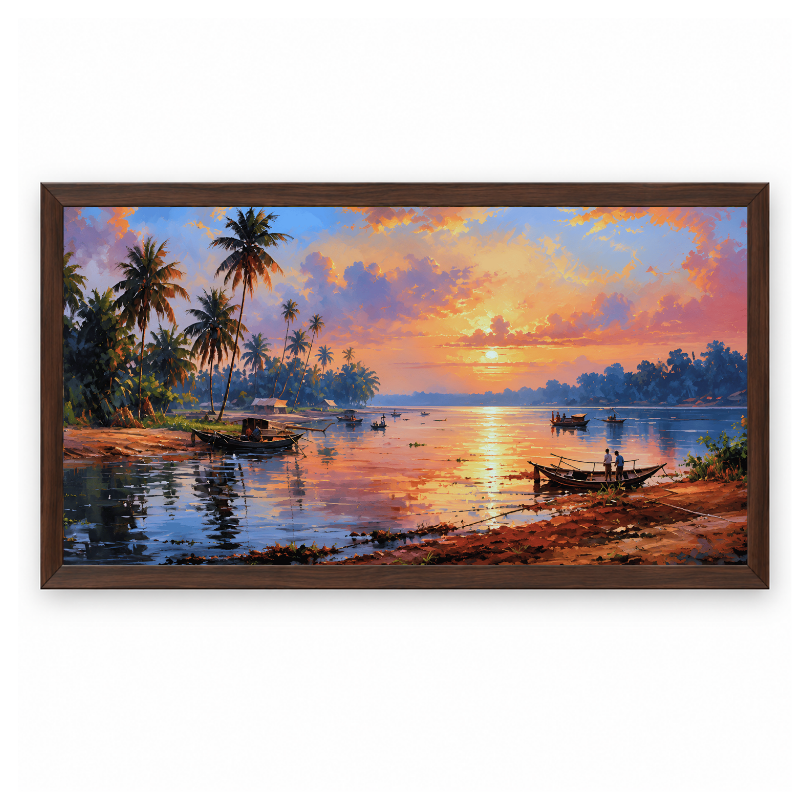 Tropical Palm Sunset Lagoon