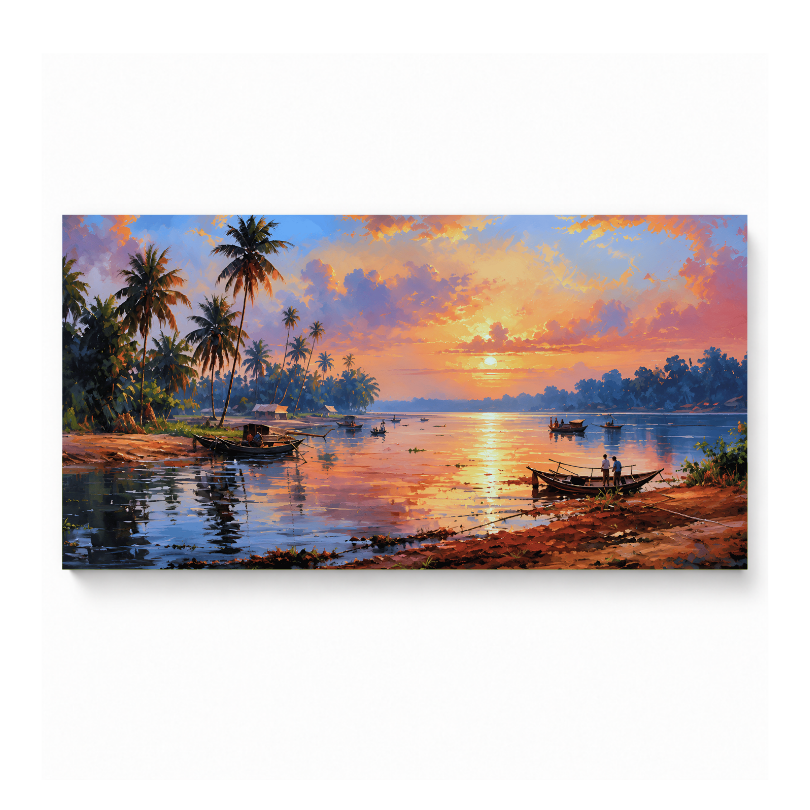 Tropical Palm Sunset Lagoon
