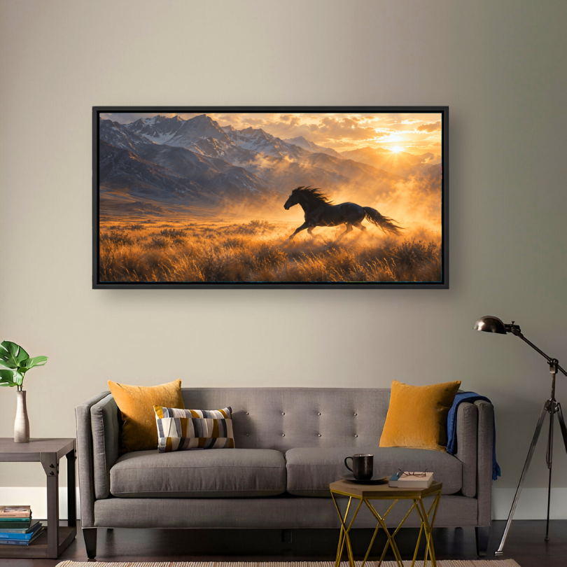 Wild Horse Running Sunset