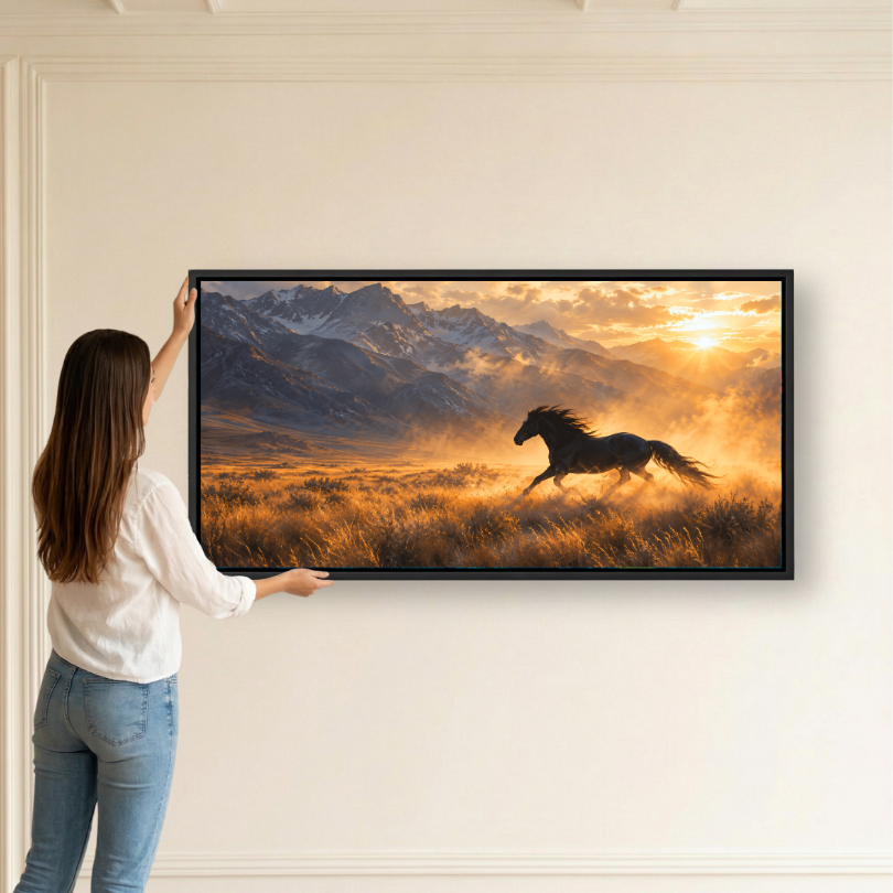 Wild Horse Running Sunset