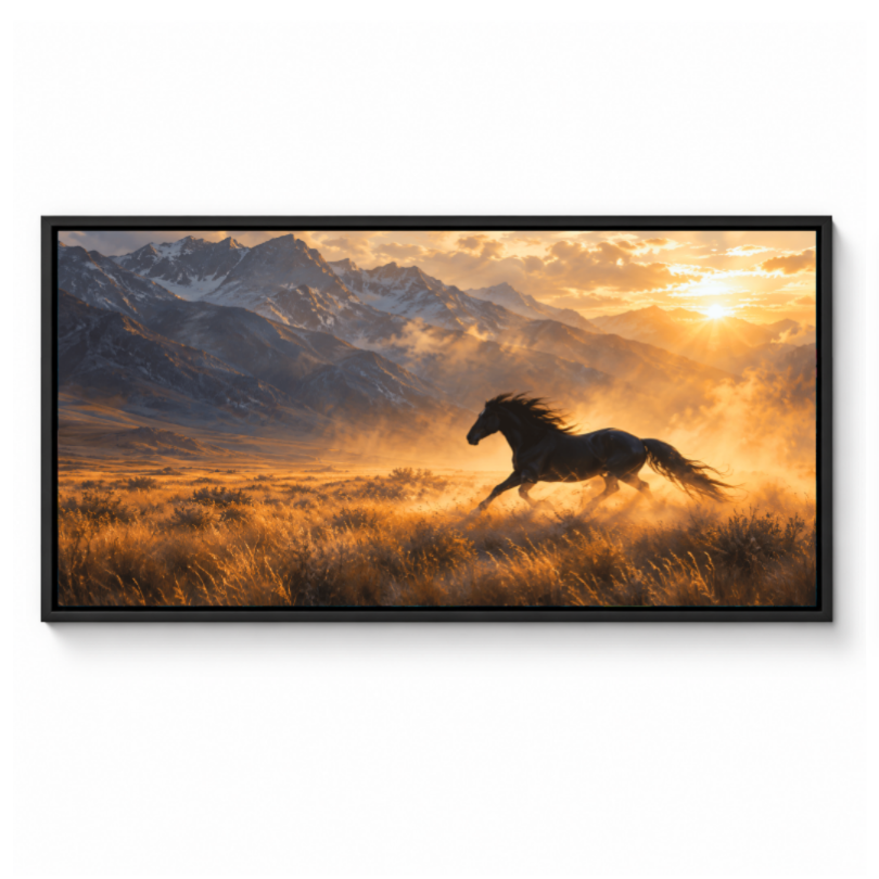 Wild Horse Running Sunset