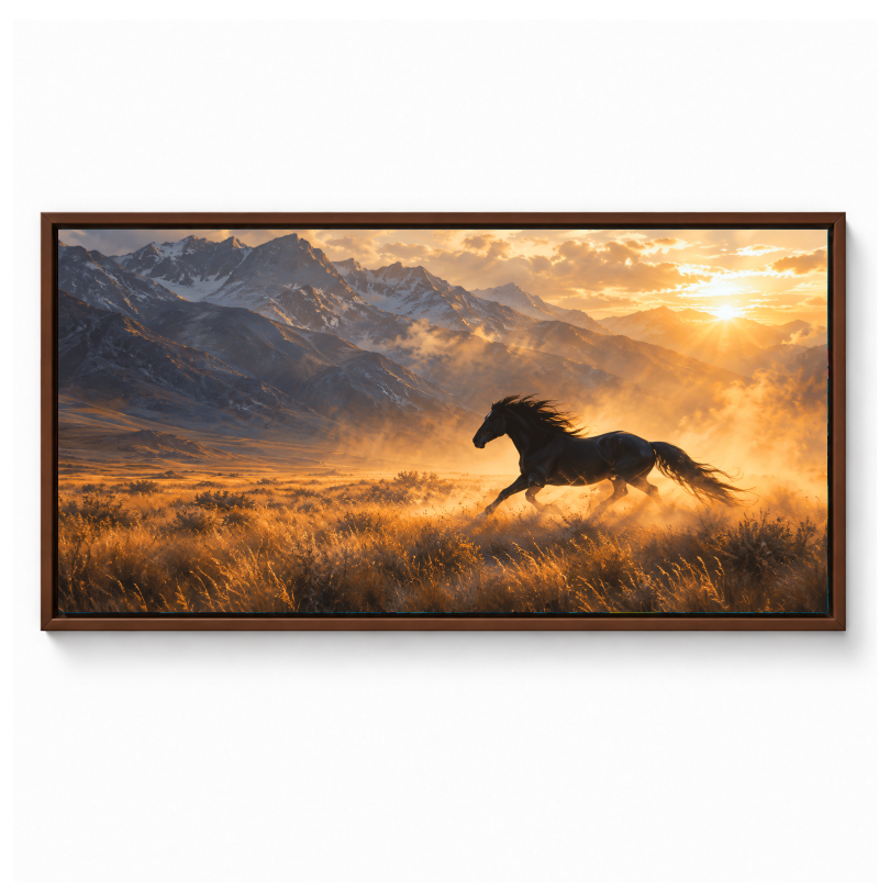 Wild Horse Running Sunset