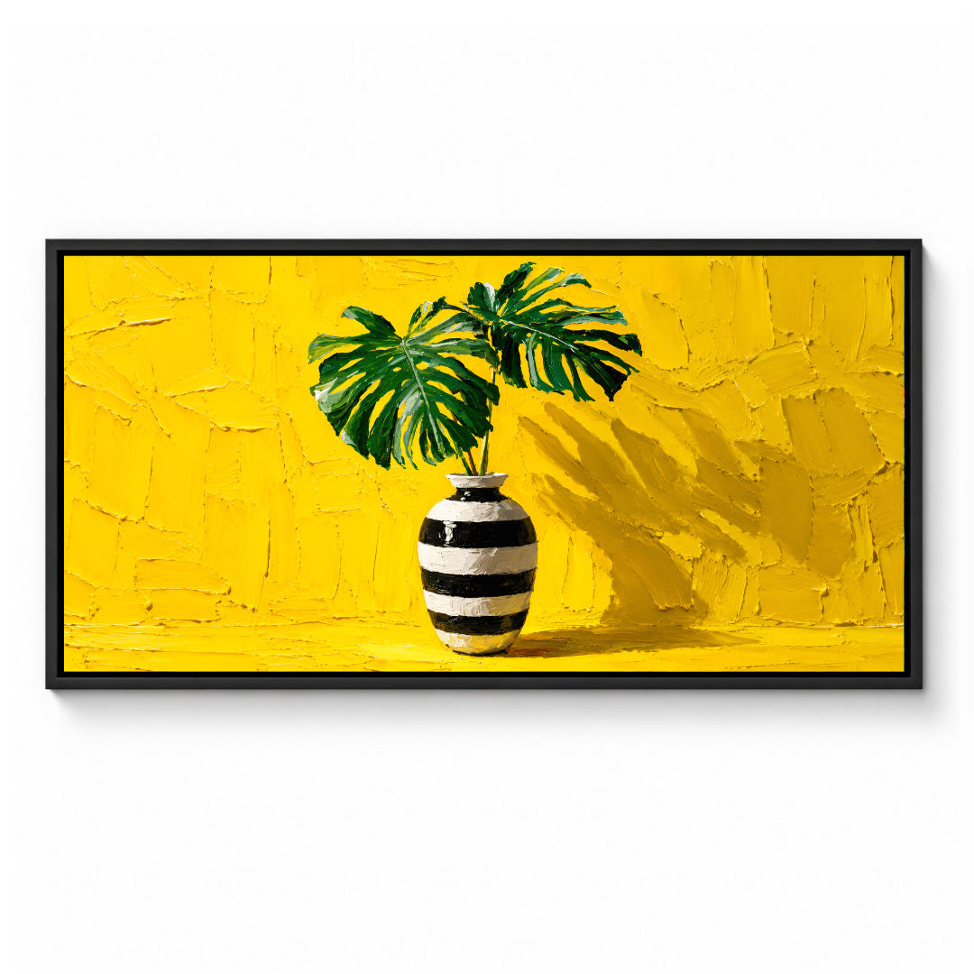 Yellow Monstera Vase Painting
