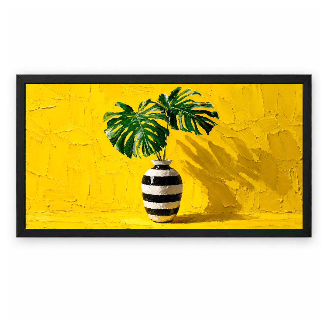 Yellow Monstera Vase Painting