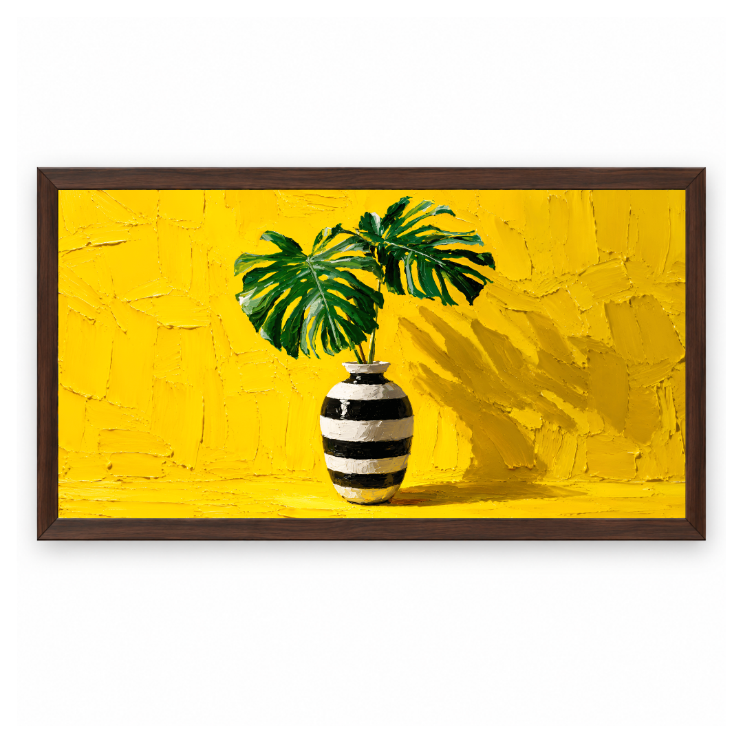 Yellow Monstera Vase Painting