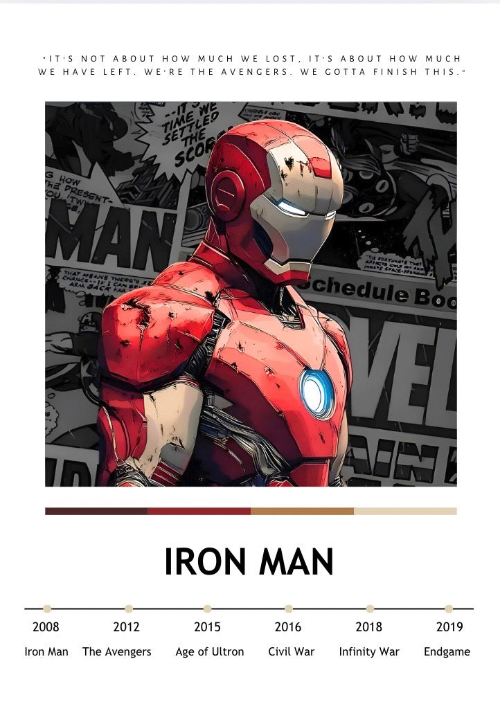 Candid Apricot presents Aesthetic Iron Man: The Stark Journey movie poster and frame.