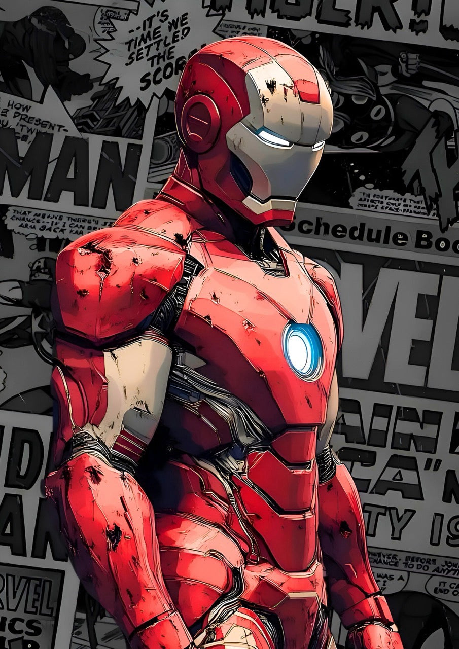 Candid Apricot presents Arc Reactor Brilliance: Iron Man Side Pose movie poster and frame.

