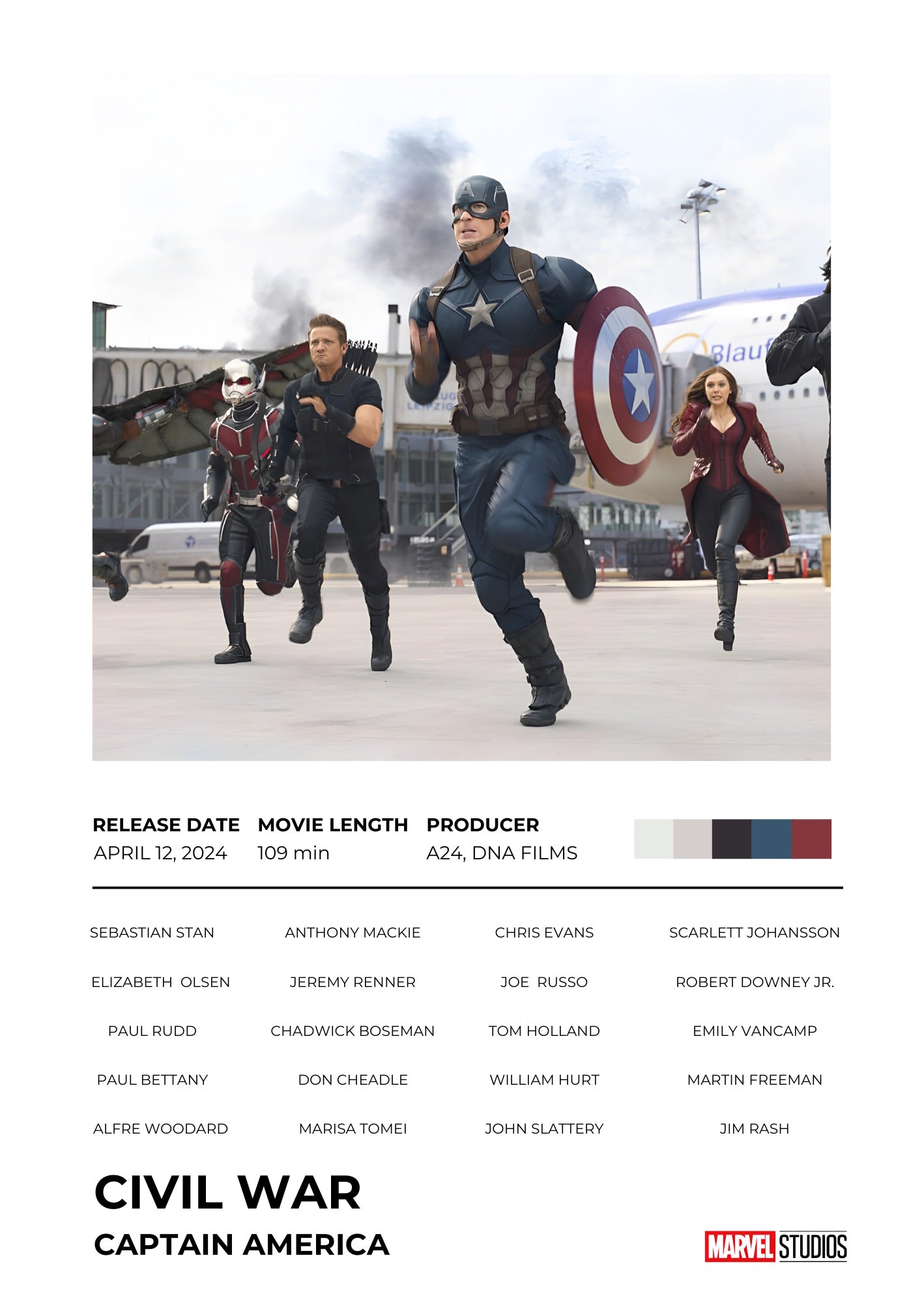 Candid Apricot presents Captain America: Civil War – Divided We Fall movie poster and frame.