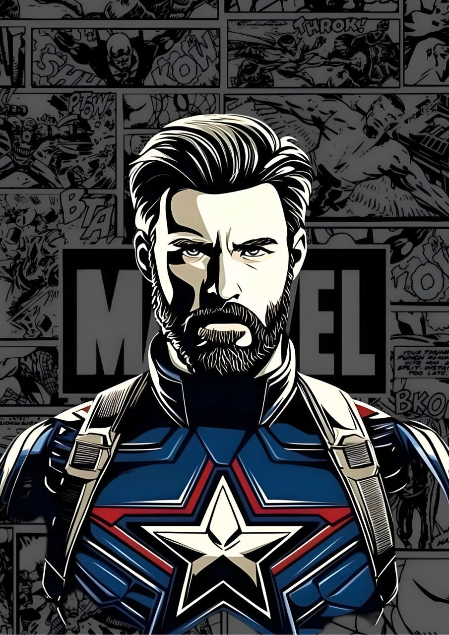 Candid Apricot presents Captain America Sketch movie poster and frame.