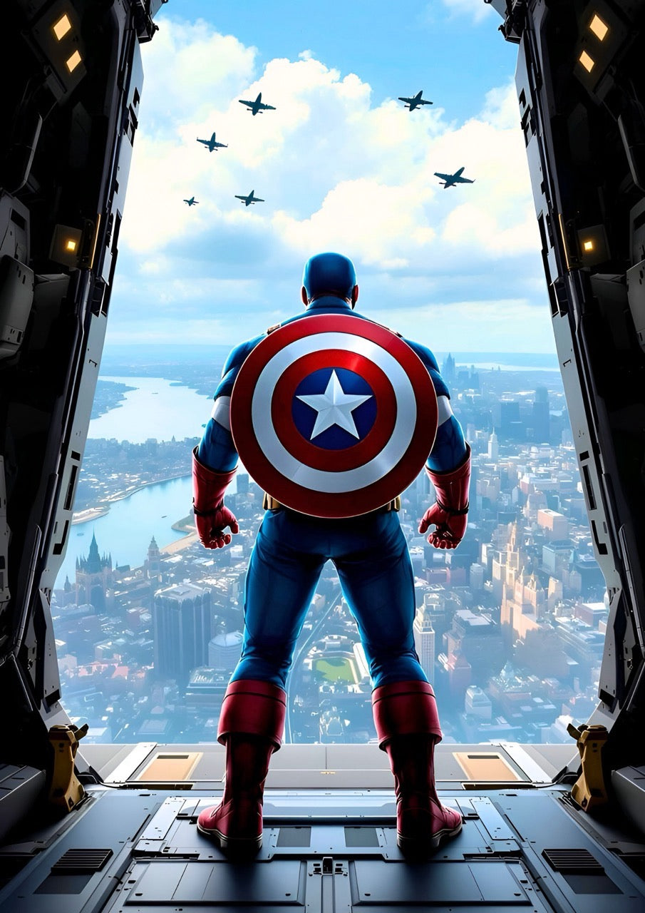 Candid Apricot presents Captain America: Skyfall Sentinel movie poster and frame.