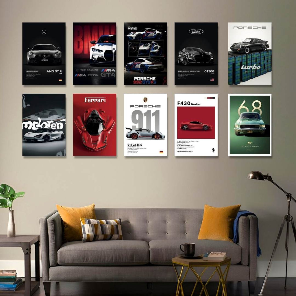 SET OF 10 POSTERS - D | LUXURY CARS | UNFRAMED