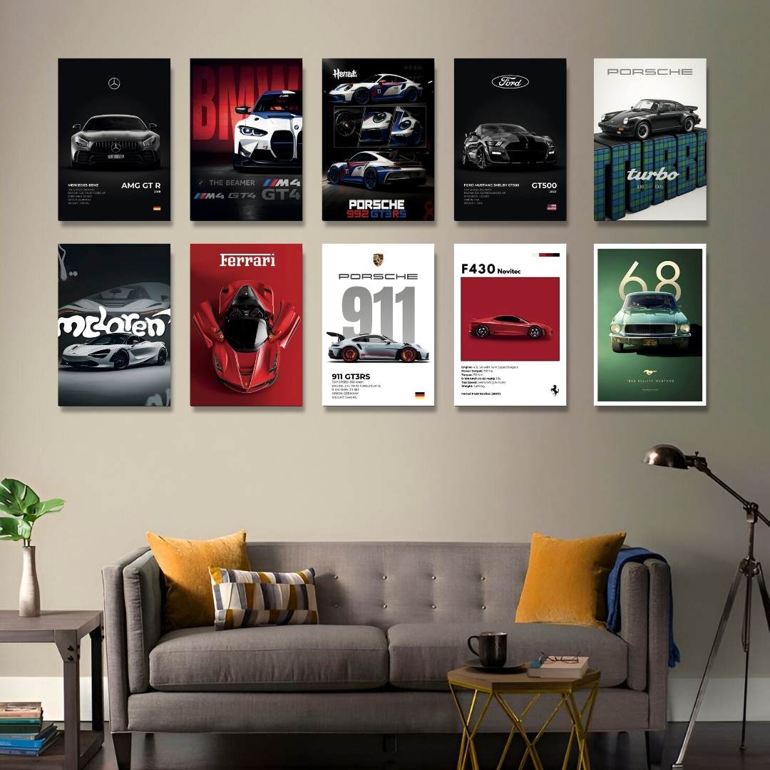 SET OF 10 POSTERS - D | LUXURY CARS | UNFRAMED