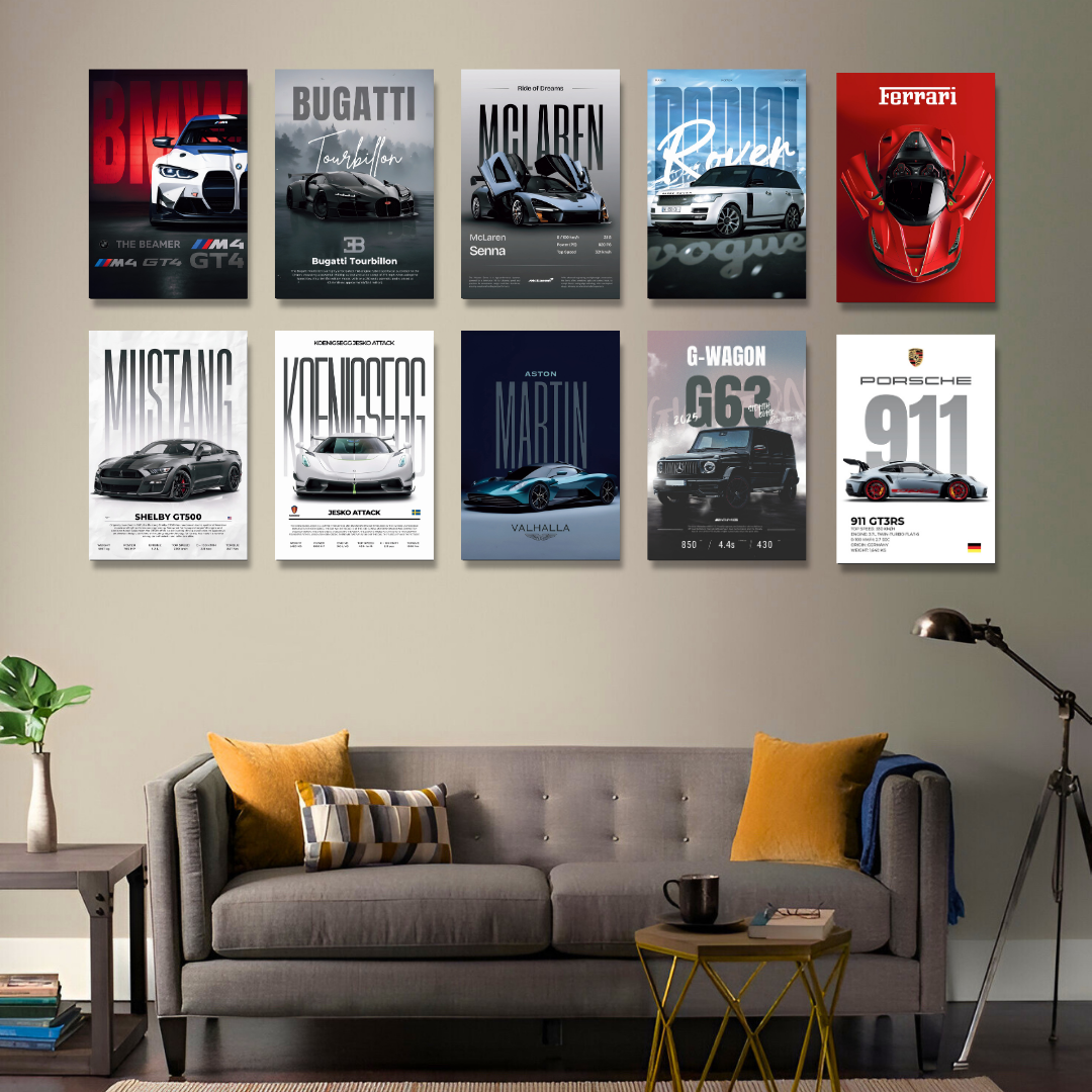 SET OF 10 POSTERS | E | UPSCALE RIDES  UNFRAMED