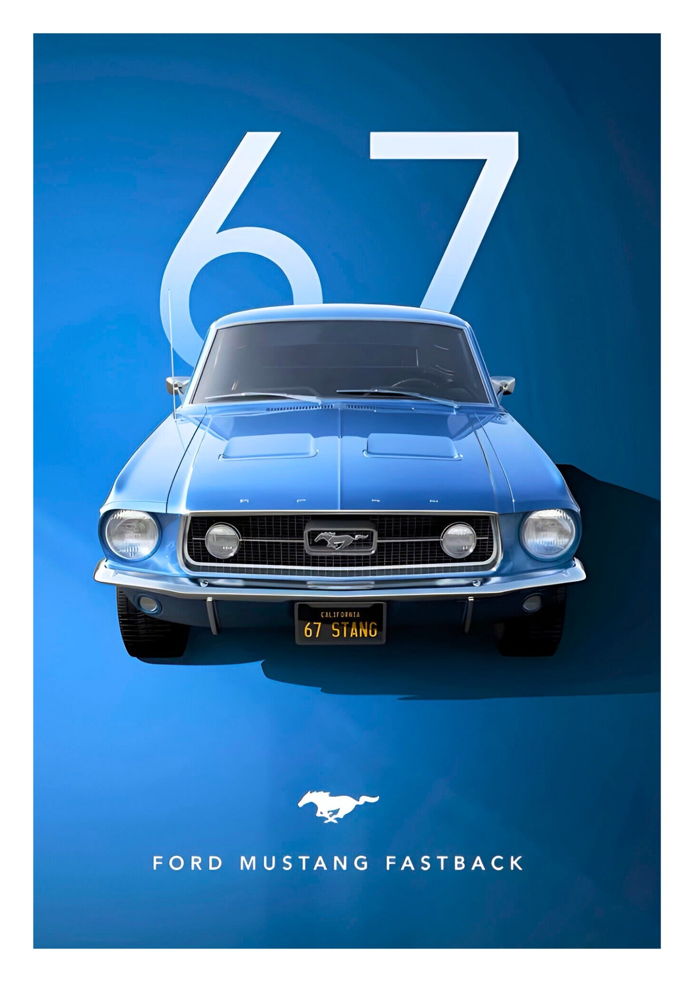 Candid Apricot presents Classic Ford Mustang Fastback 67 automotive poster and frame.